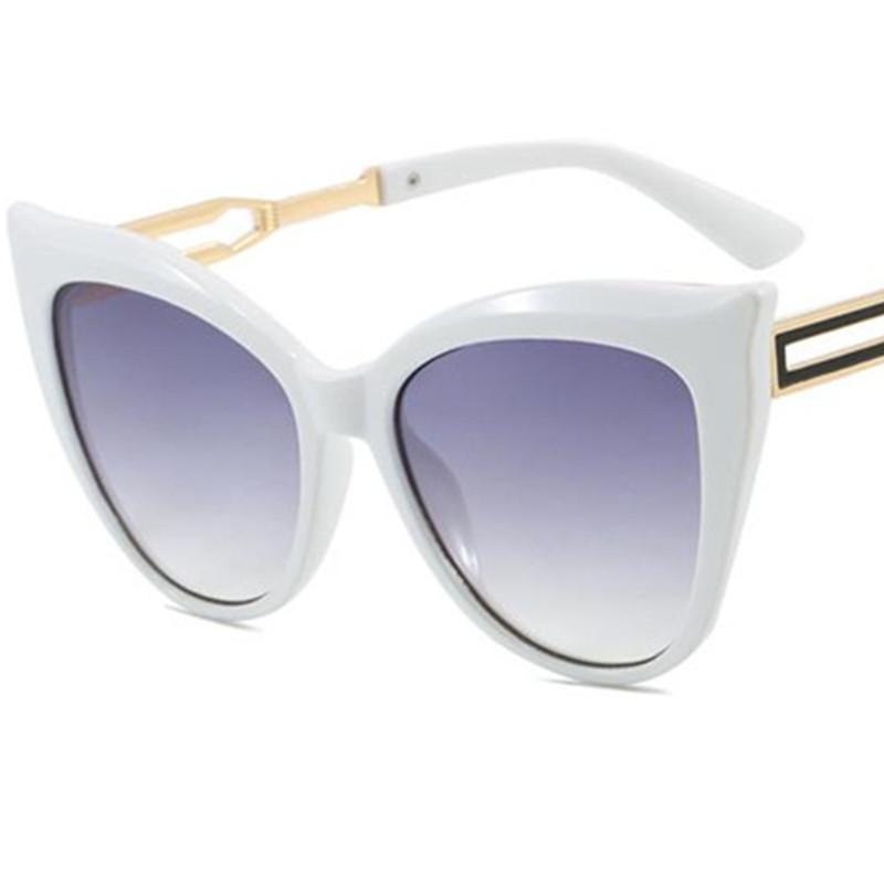 

NEW Sunglasses Women Sun Glasses Cat Eye Anti-UV Spectacles Oversize Patchwork Frame Eyeglasses Personality Temples Ornamental as picture белый