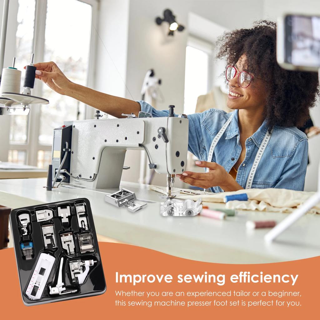 11Pcs Sewing Machine Presser Foot Set Snap On Presser Foot with Pleating Foot Invisible Zipper Foot Sewing Machine Accessories