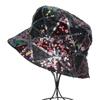 Dámský bucket Hat Fishing Cap Sequin Hip-hop Festival Glitter Bling Wide Brim