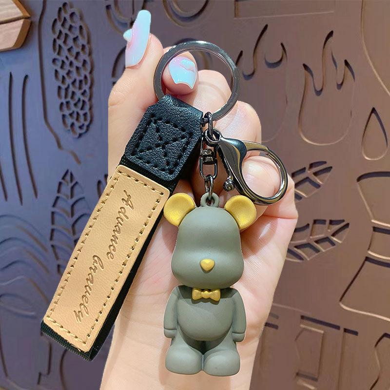 Creative Epoxy Bow Tie Bear Keychain Pendant Cute Bear Car Key Chain Bag Pendant Small Gift