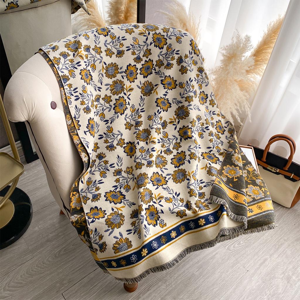 Luxury   Women Soft Winter Cashmere Scarf Fashion Floral Print Warm Shawl And Wrap Bandana Pashmina Scarves