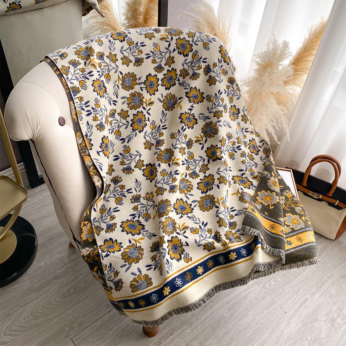 

Двусторонний шарф из имитации кашемира Женский зимний теплый шарф Шаль Шарф Ретро стиль 185x65cm бежевый