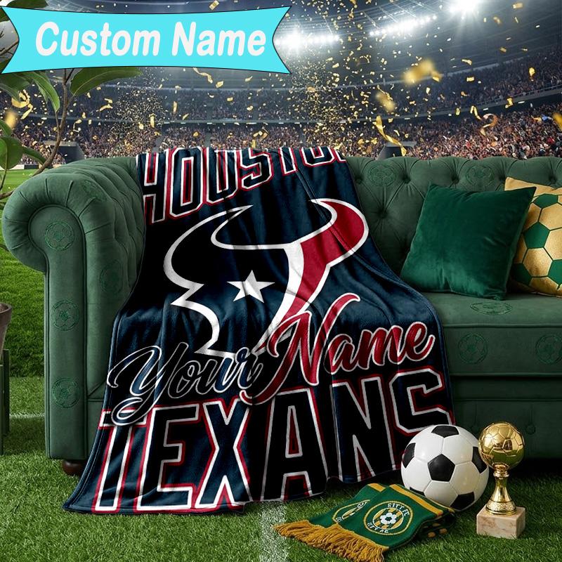 Custom Name Blanket Houston-Texans Artwork Blanket Bedding Blanket for Travel, Camping, Living Rooms, Offices, Sofas, Fan Christmas gift