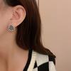 S925 Silver Geometric Houndstooth Earrings for Women - Luxury High-End Design with Diamond Studs