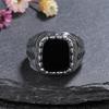 Natural 10*12mm Big Black Agate Stone Vintage Ring For Men Women,Noble Atmospheric Temperament CopperPlated Jewelry Rings Gifts