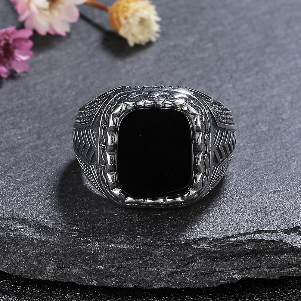 Natural 10*12mm Big Black Agate Stone Vintage Ring For Men Women,Noble Atmospheric Temperament CopperPlated Jewelry Rings Gifts