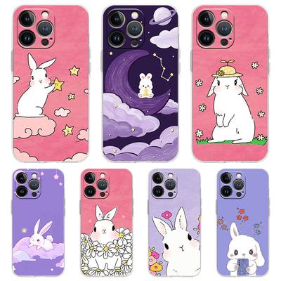 Cute Colorful Rabbit Luxury Phone Case For iPhone 16 15 14 13 12 11 Pro Max XS X XR SE 7 8 Plus Soft Silicone Clear Cover