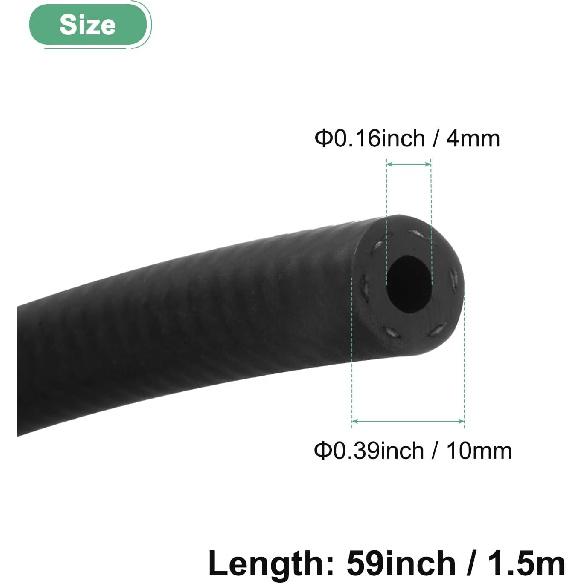 Fuel Line Hose, 4mm ID 10mm OD 4.9ft Length, NBR Rubber High Pressure Heat Resistant Gas Line Hose Oil Hose for Automotive Fuel Systems/Steam