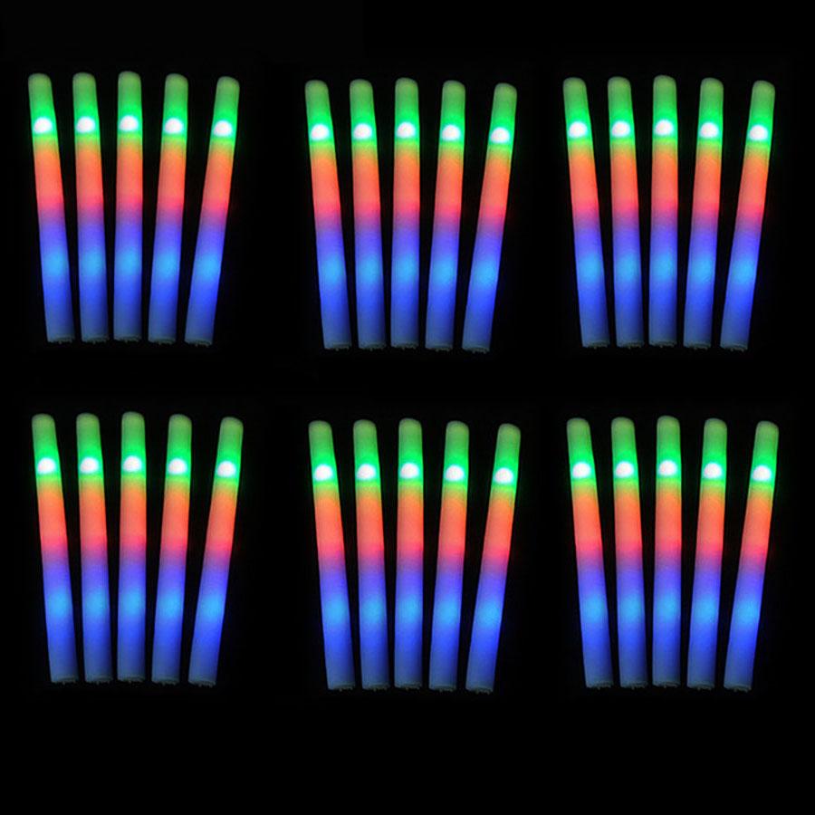 30Pcs Multicolor LED Foam Glow Stick Fluorescent Light For Concert Wedding Party