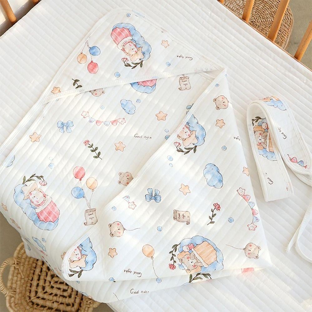 Cartoon Infant Strappy Blanket Air Filter Cotton Newborn Blanket Wraps  Outdoor