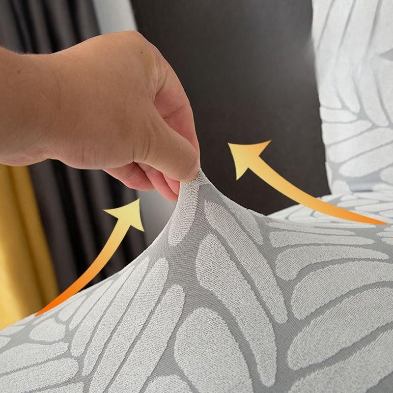 Lanya Leaf Jacquard Four Seasons Stuhlbezug All Inclusive Home Integrierte Rückenlehne Esszimmerstuhlbezug Elastischer Stuhlbezug