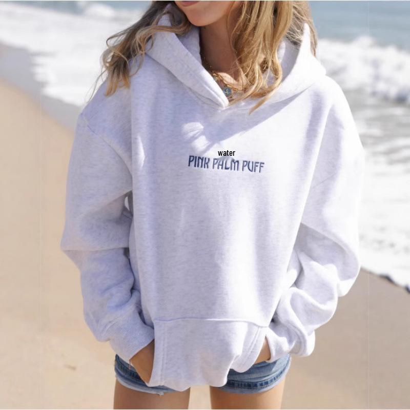 2025 Women's Drop Shoulder Hawaii Hibiscus Hoodie – Trendy European Size