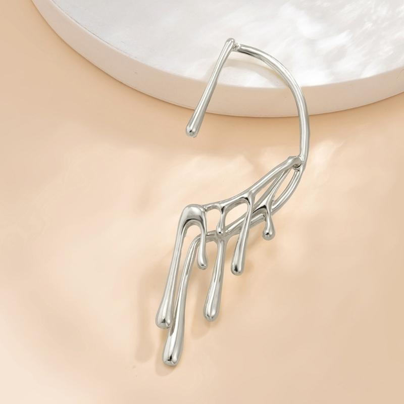 Vintage Kristal Elf Kulağı Manşetleri Küpe Takı Oyuk Metal Yaprak Deliksiz Sallantılar Klipsli Küpeler Kadınlar İçin