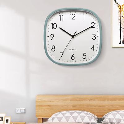 Wall Clock Square Shape Silent Non-Ticking Quartz Movement High Accuracy Clear Print Legible Battery Operated Wall Hanging Decorative
