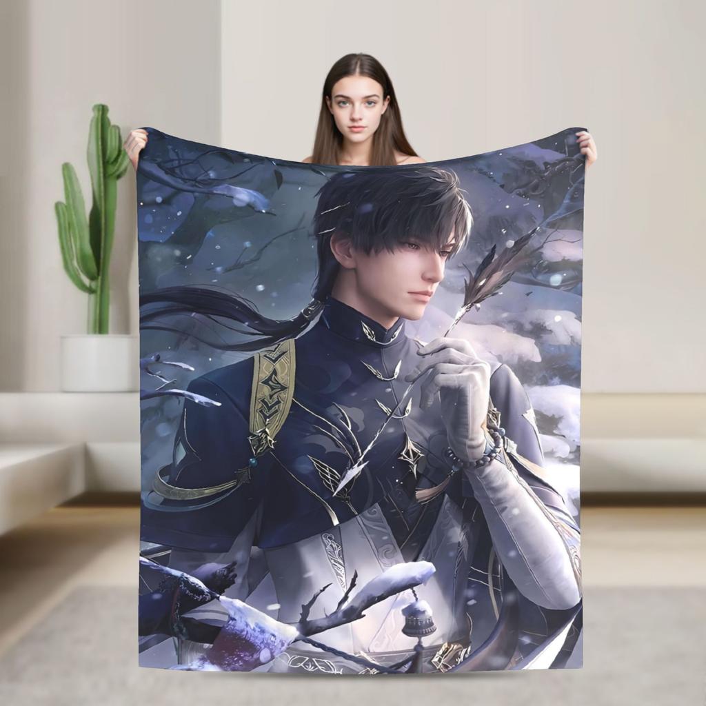 Game Love and Deepspace Sylus Flannel Blankets  Warm Throw Blanket for Living Room Travel Street Trend Bedspread Sofa Bed Cover