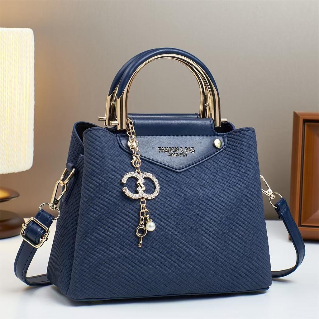 New Fashion Canvas Texture Handbag Macaron Trend Simple Shoulder Bag Multi-layer Large Capacity Women's Bag