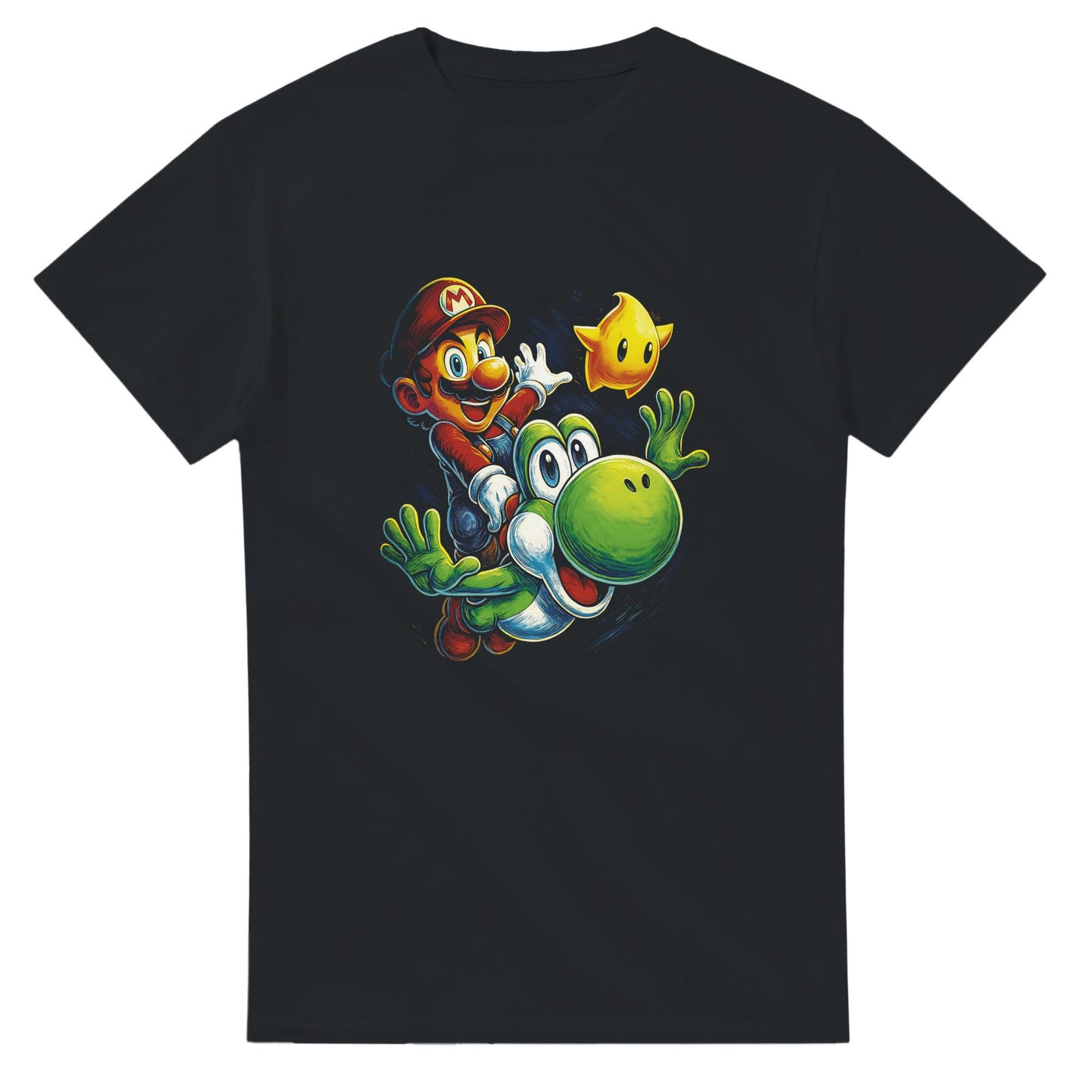 Mario Yoshi Halftone Heavyweight Unisex Crewneck T shirt | Gildan® 5000 2XL