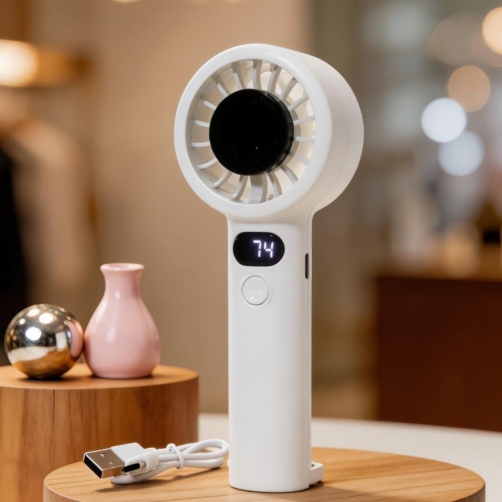 USB Rechargeable Portable Handheld Fan with LED Display Highspeed Cooling Fan  Summer Use