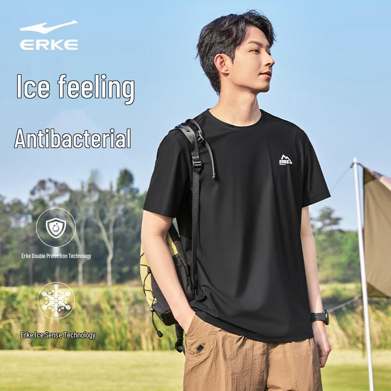 Erke Men s Ice-Feel Anti-Bacterial Round Neck Short Sleeve T-Shirt M
