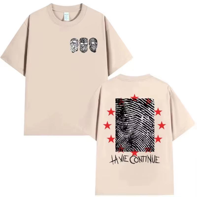 2026 Rapper La Vie Continue Maes Tour Men's Cotton T-shirt Punk Retro Style Short Sleeve T-shirt Hip-hop Costume Tees Unisex