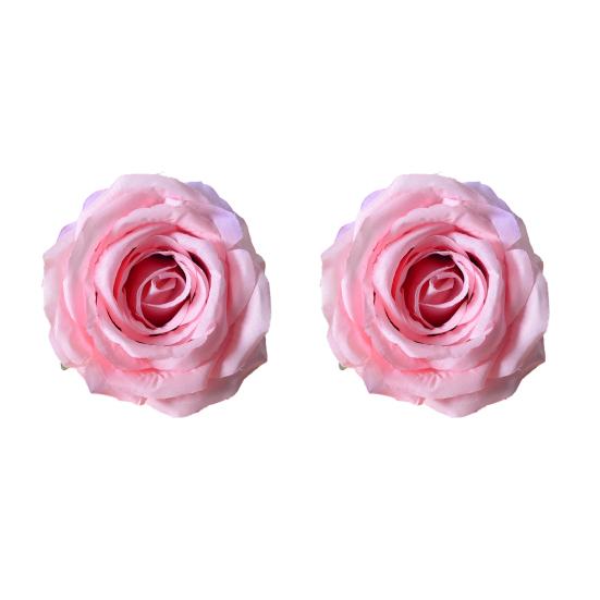 2 Pcs Realistic Artificial Rose Flower Heads Faux Silk No Stem Rose Heads