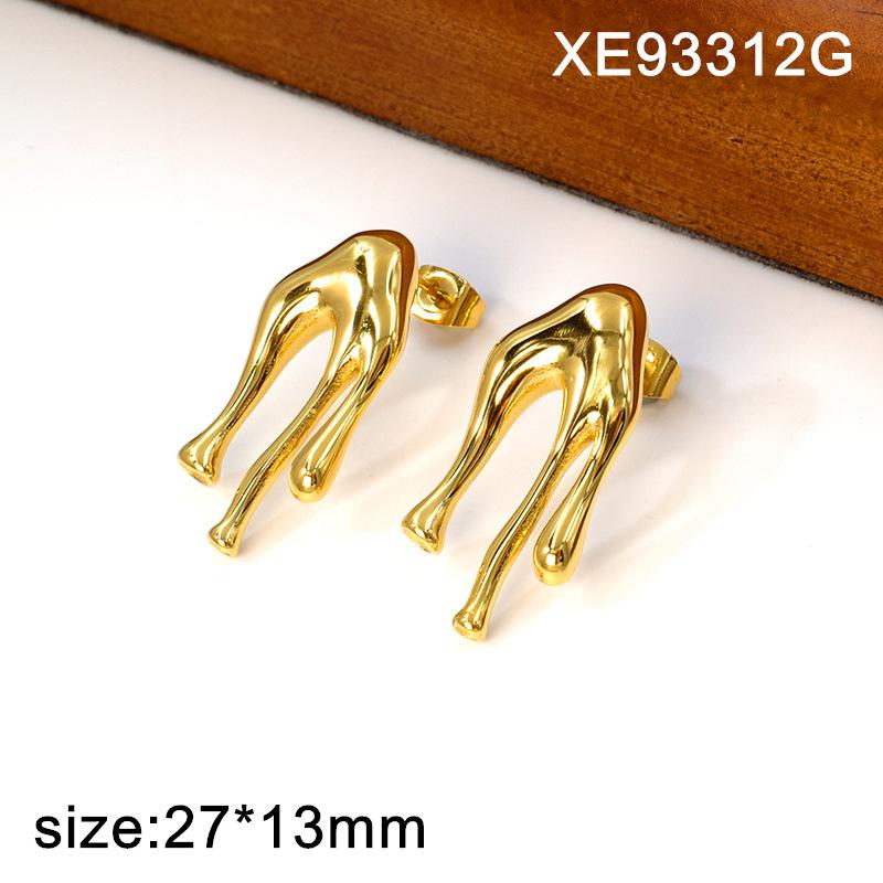 European Geometric Gold-Plated Titanium Steel Earrings for Women - Chic Metallic Ear Ornaments