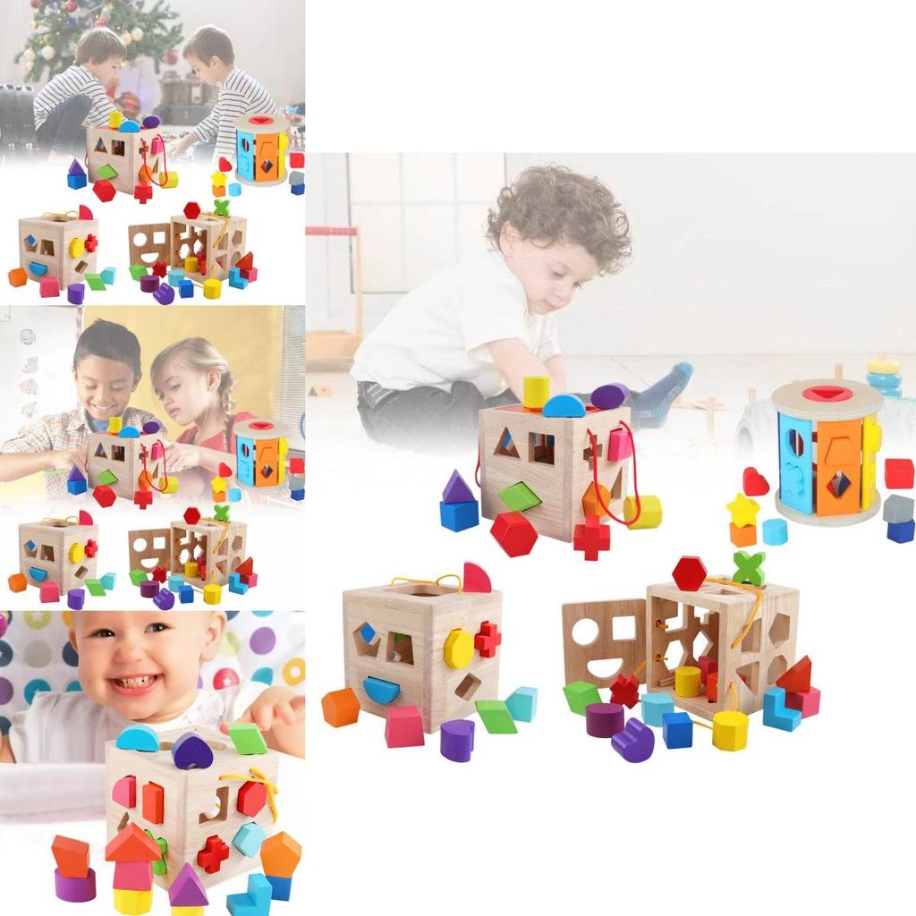 Colorful Aa Geometry Shape Matching Toy Set Wooden Building Blocks For Babies And Toddlers