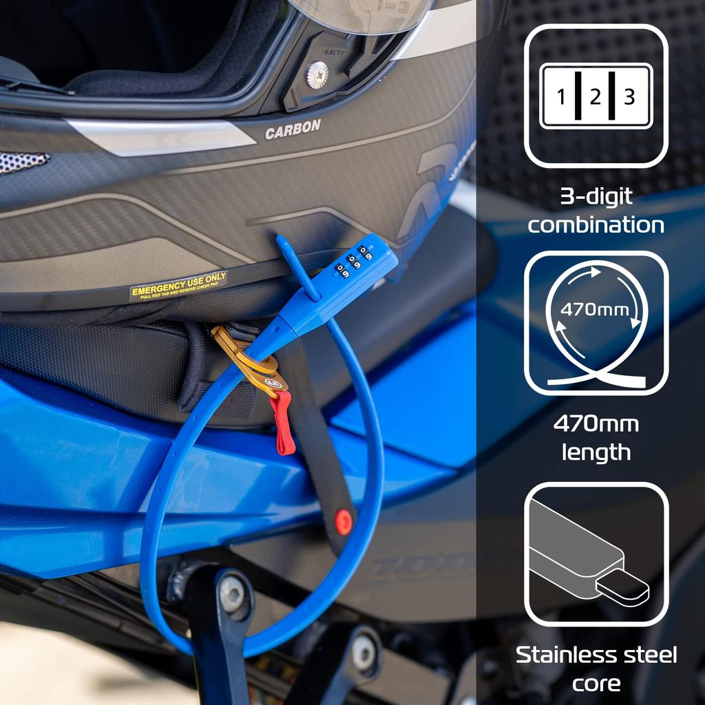 Oxford Combi Zip Lock Helmet Lock 3 Digit Dial Lock