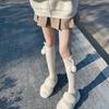 Damen kniehohe Socken Strümpfe Lolitas Schleife Schnürung Wadenstrümpfe Bommel Oberschenkelhohe Strümpfe Süß Niedlich Überknie-Socken