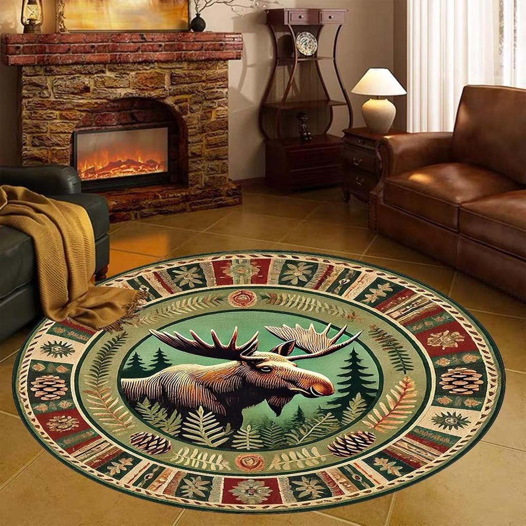 Retro American Carpet Round Chair Carpet Bedroom Bedside Stain Resistant Water Absorbing Carpet