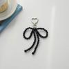 Bowknot Heart Pendant Keychain Beaded Phone Charm Detachable Bow Phone Lanyard Handmade Keyring Jewelry for Wallet Bags