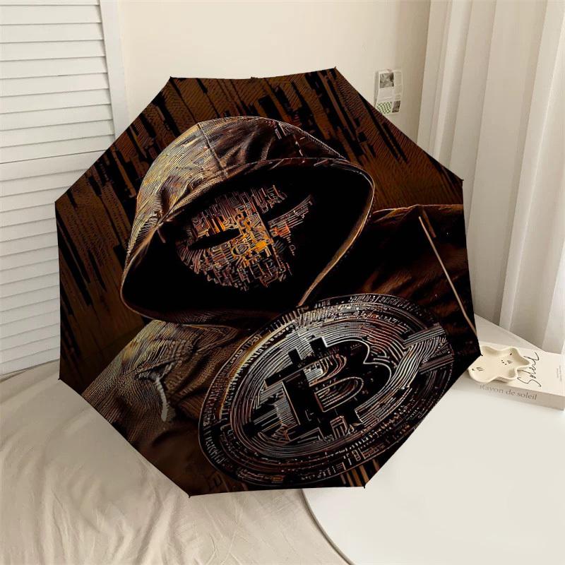 

1PC Bitcoin hacker Umbrella-8-Rib Reinforced, Automatic Open, Lightweight & Durable, Fashion Accessory for Outdoor-D328