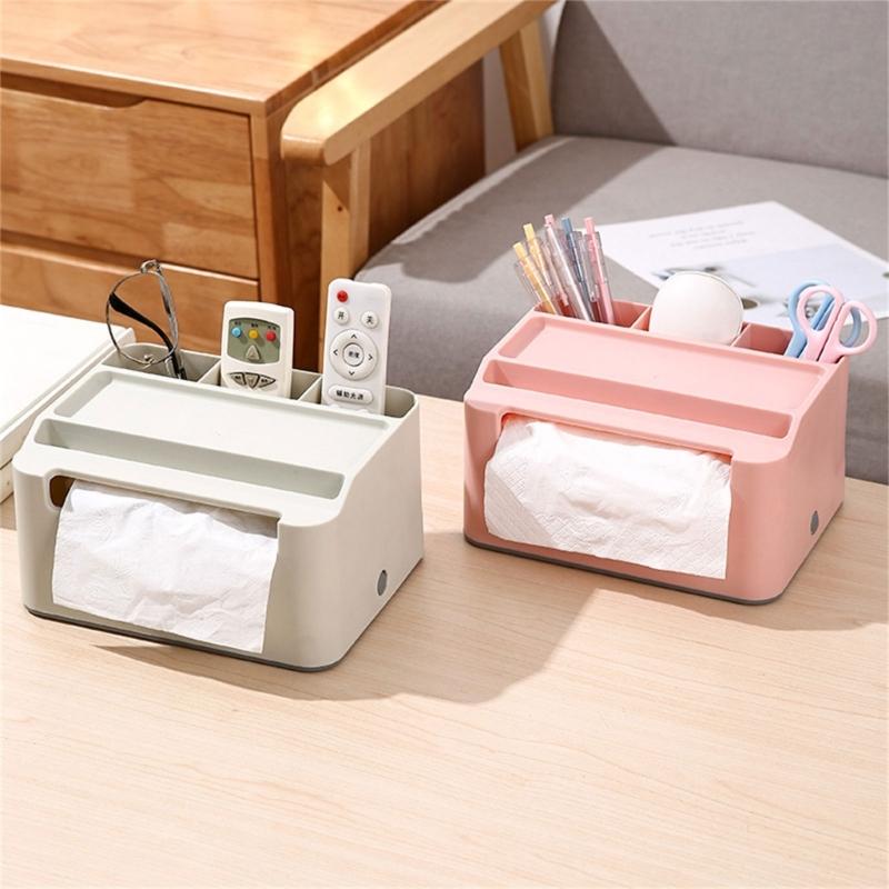 Household Napkin Tissue Box Multifunctional Storage Remote Control Holder Sundries Boxes for Room, Bathroom