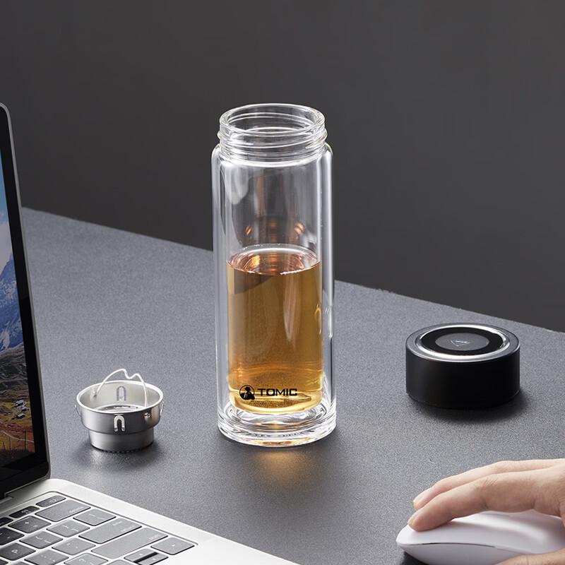 TOMIC 300ml Double-Layer Glass Tea Infuser Cup