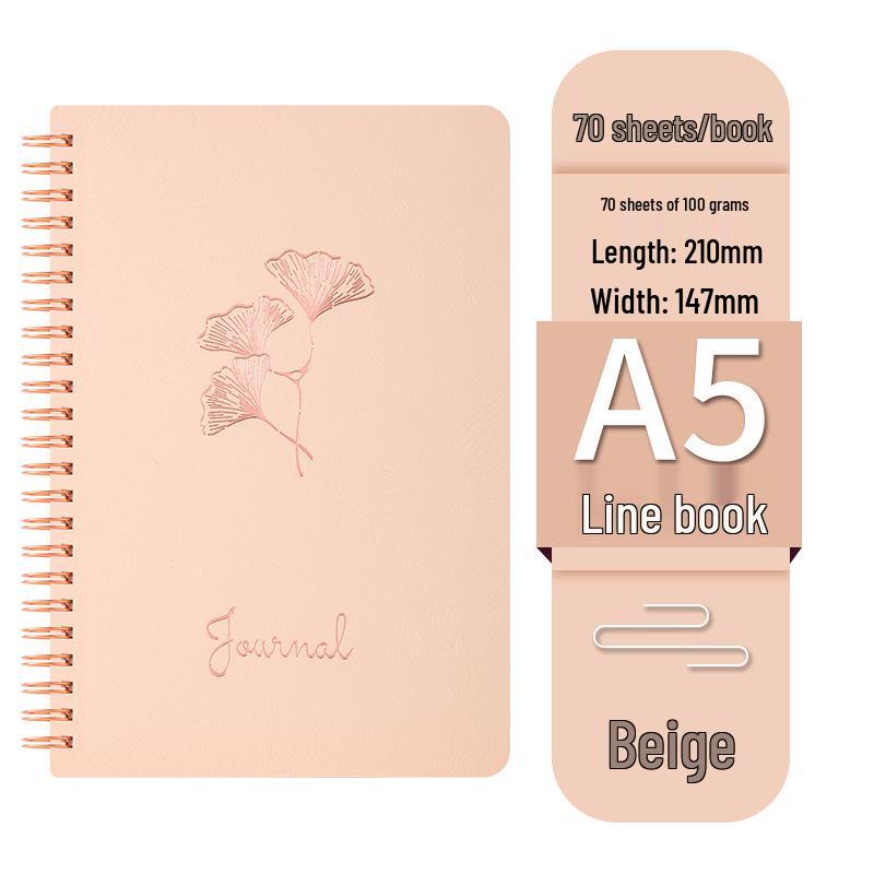 A5 Spiral-Bound Leather Notebook, Comfortable Grip, Thick Pages, Simple Office Stationery