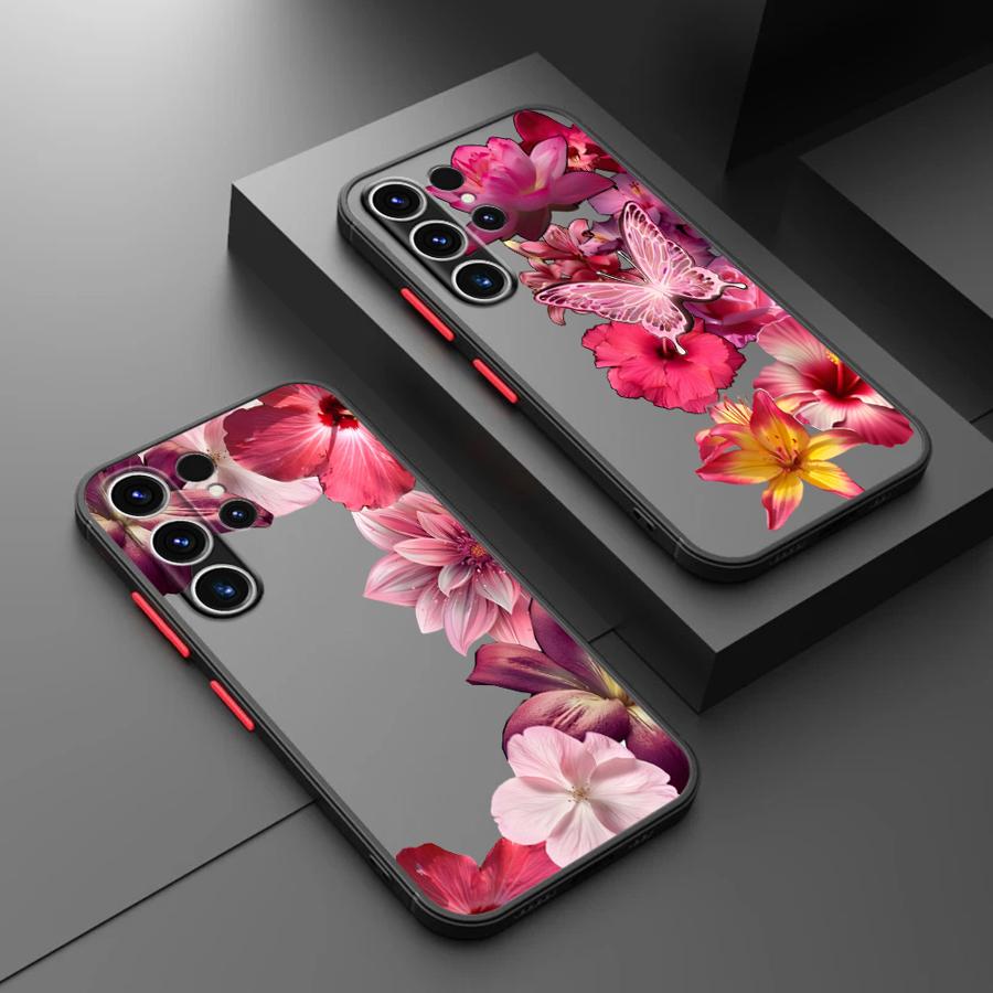 Funda Back Phone Cover Case for Samsung Galaxy S21 S20 FE S24 Plus S26 S25 Ultra S22 S23 FE Note 20 Ultra 10+ Cartoon Flower Art