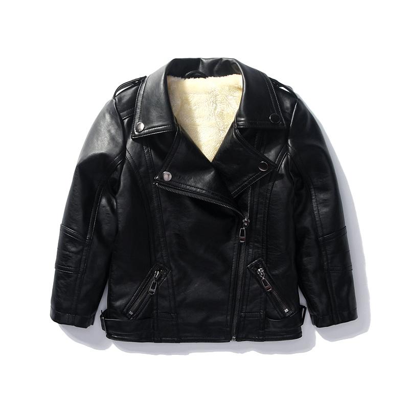 

Детская одежда, весенне-осенне-зимняя кожаная куртка для мальчиков и девочек, мотоциклетные топы для средних и маленьких детей с лацканами 160