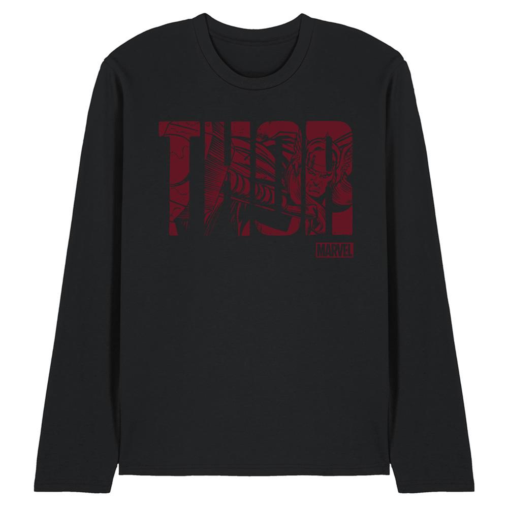 Marvel Unisex Adult Thor Text Long-Sleeved T-Shirt