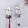 Stainless Steel Toothbrush Holder Wall Mounted Self Adhesive Cup Holder 2 IN 1 Design Durable Bathroom Organizer