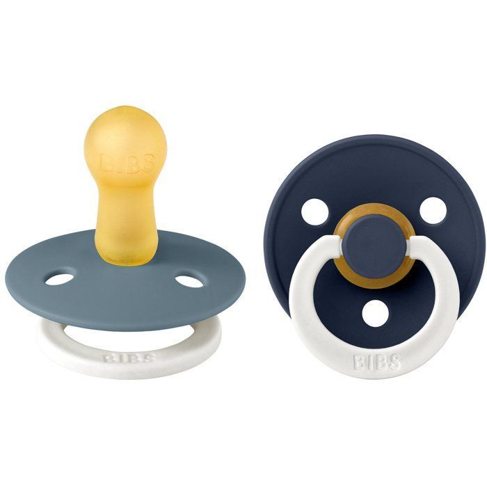 Sucette bébé - BIBS - Colour - Embout rond phosphorescent - Pack de 2 - Caoutchouc naturel - Taille 2 Petrol Deep Space