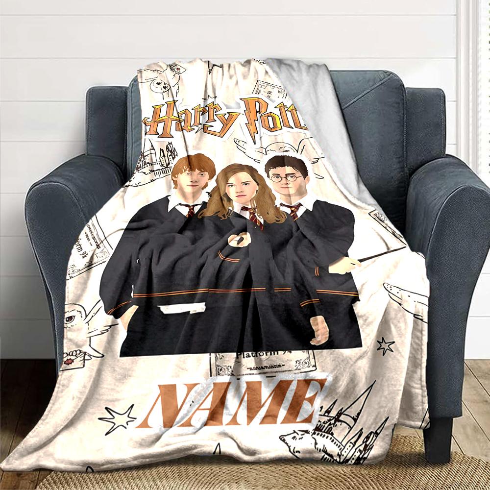 Custom Name "Magic School Adventure" blanket for Couch & Bed, Plush Cozy Fuzzy Blanket Super Soft & Warm Blankets for Fall and Winter. 090885