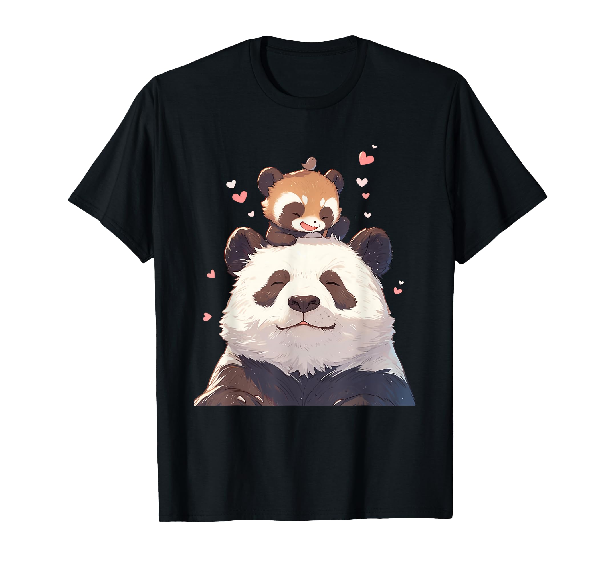 

Panda playing with Japanese raccoon Panda Bear Japanese - T-Shirt чорний
