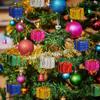 12Pcs Christmas Gift Bag Xmas Tree Hanging Pendants Laser Christmas Ornaments Home Decorations