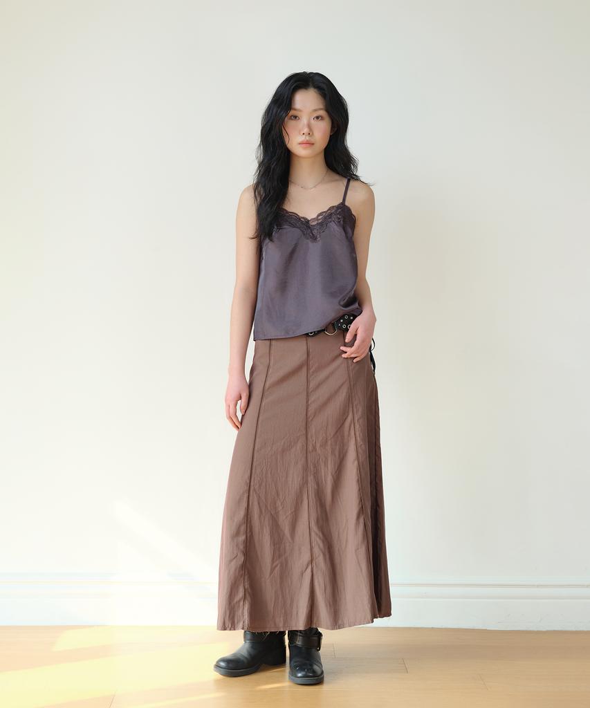 Hombadittingjeu Classic Panel Midi Skirt (Brown)