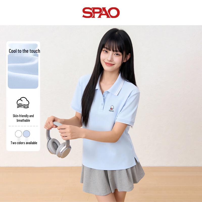 SPAO Women s Striped Polo T-Shirt L