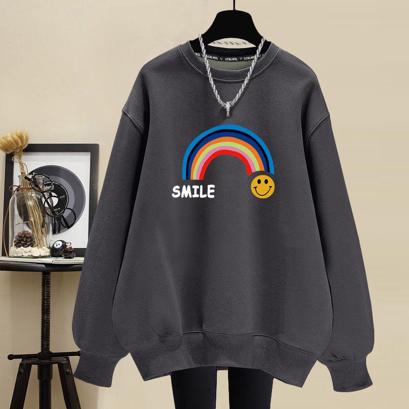 American crew neck sweater female student autumn and winter 2025 new popular Korean lazy wind fleece thickened coat