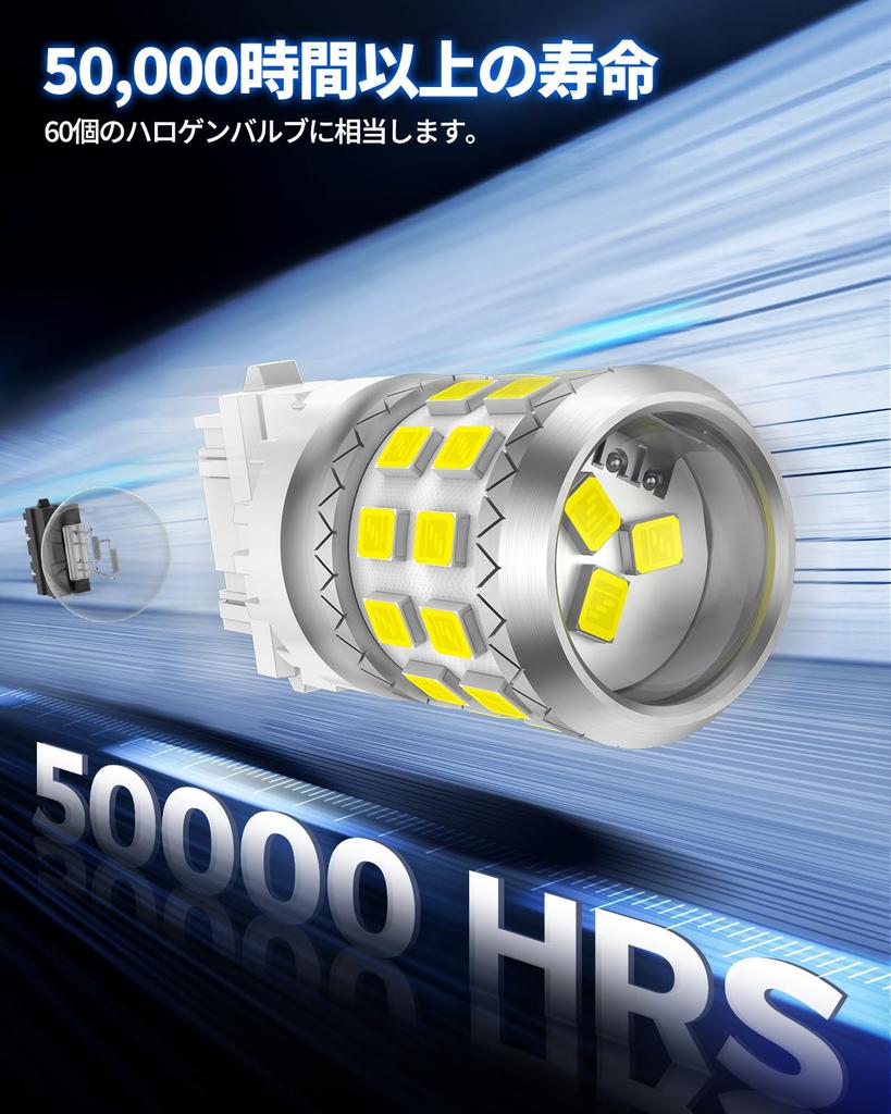 Marsauto T25 LED Turn Signal, 3157 3156 Double Bulb, Explosive Light, White, 6000K, High