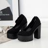 Zapatos de plataforma de tacón alto de bloque grueso para mujer, zapatos de tacón con hebilla y correa en el tobillo, zapatos góticos Punk para club nocturno modelo, primavera y otoño