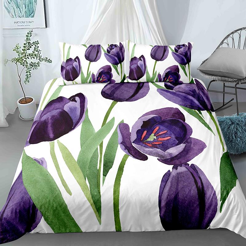 High-End Premium 3D Colorful Flowers King Quen Double Soft Duvet Cover Floral Beding Set Women Comfortable Quilt Cover Black Warm Comforter Cover