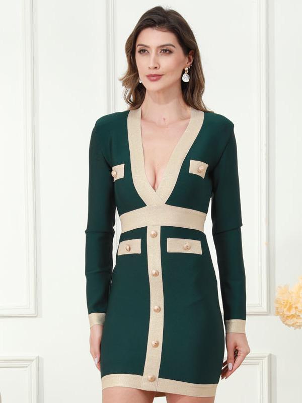 

Бандажное платье премиум-класса, стройнящее фигуру: Зимняя облегающая юбка для женщин со стильным дизайном, идеально подходящая для клубов. Medium зелёный